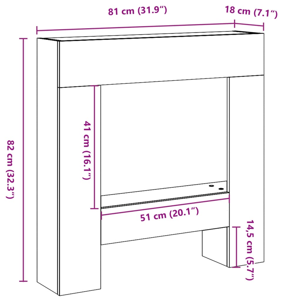 betonszürke szerelt fa kandallóburkolat 81 x 18 x 82 cm