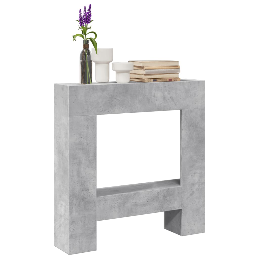 betonszürke szerelt fa kandallóburkolat 81 x 18 x 82 cm