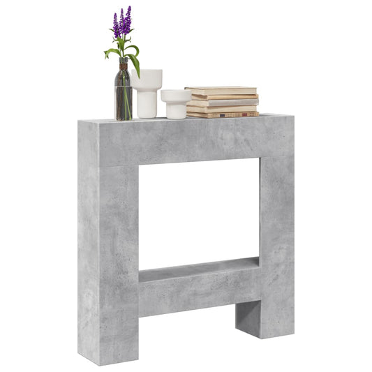 betonszürke szerelt fa kandallóburkolat 81 x 18 x 82 cm