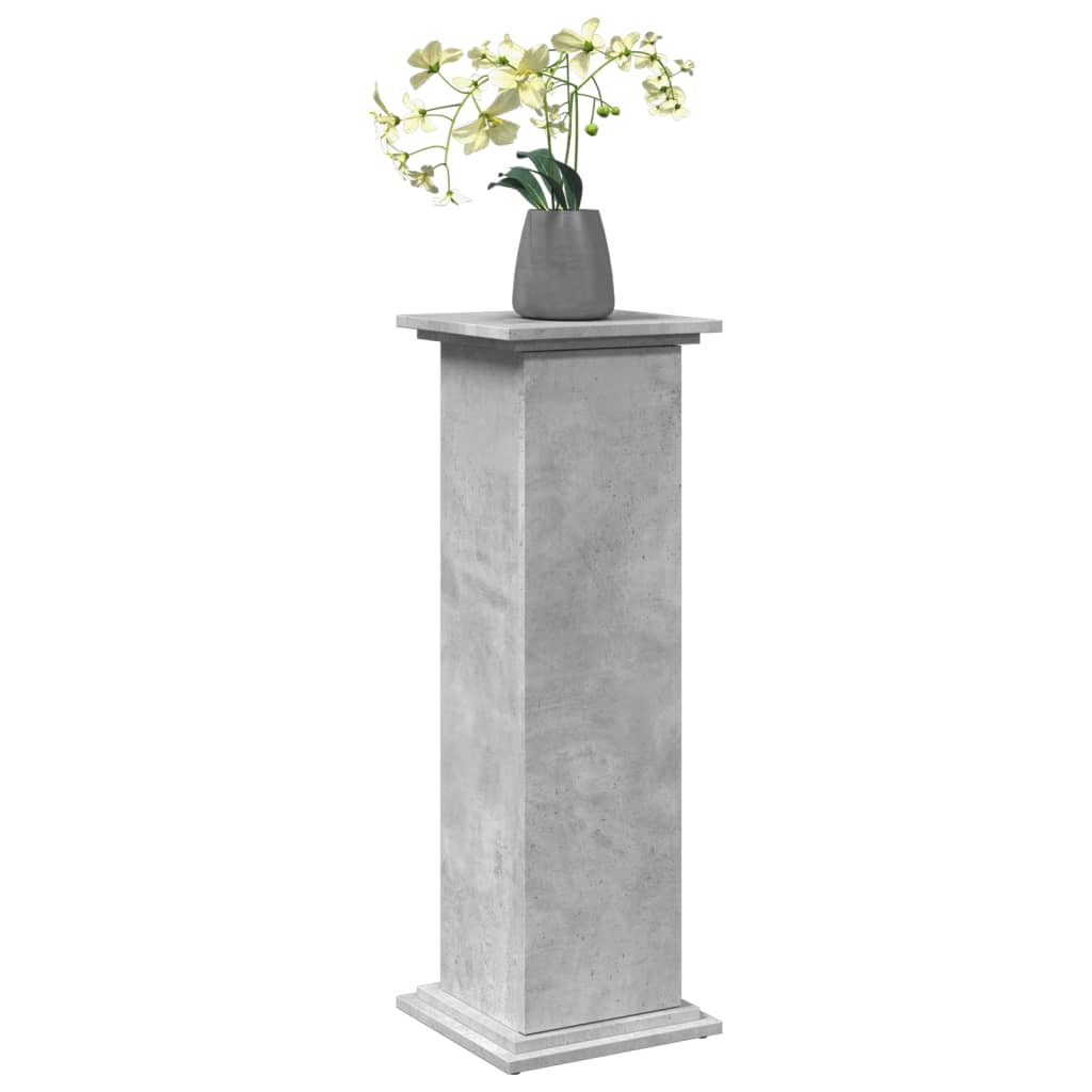 betonszürke szerelt fa bemutatóállvány tárolóval 31x30x90 cm
