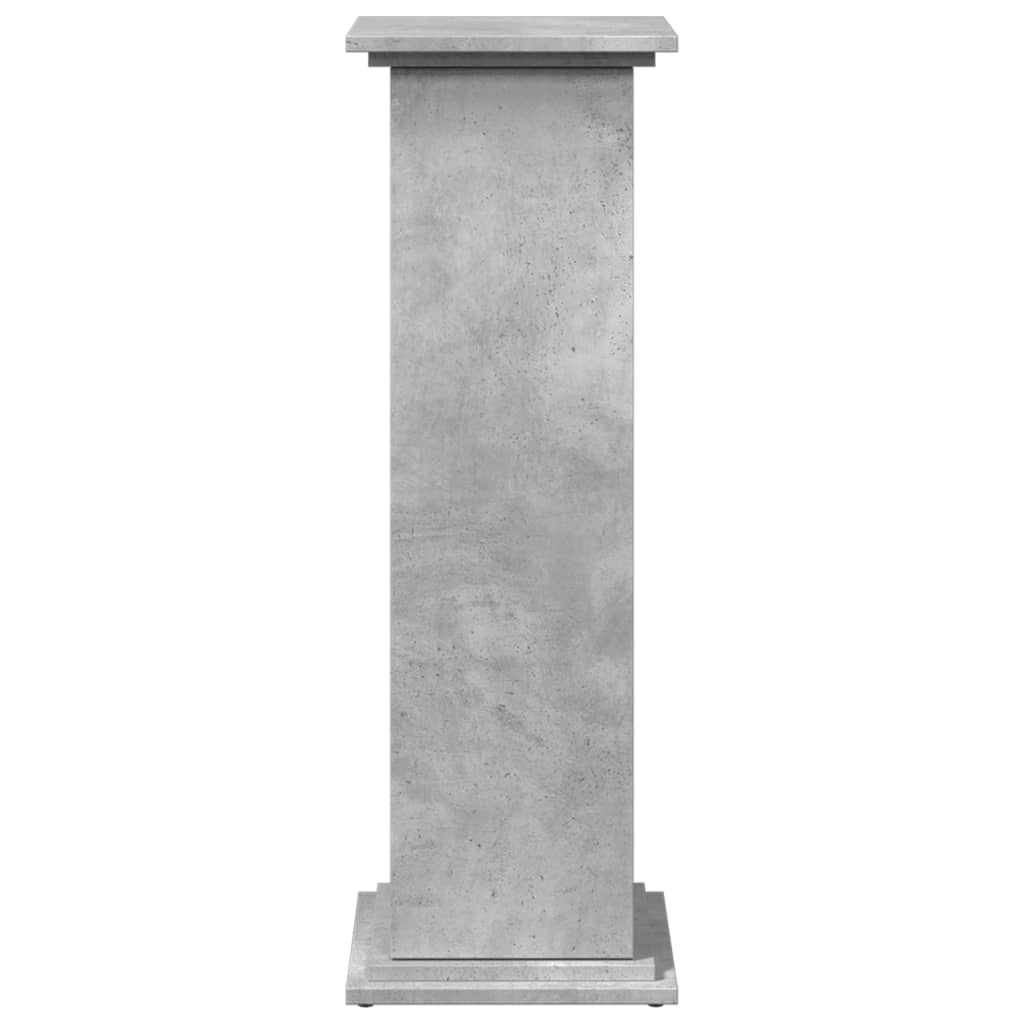 betonszürke szerelt fa bemutatóállvány tárolóval 31x30x90 cm