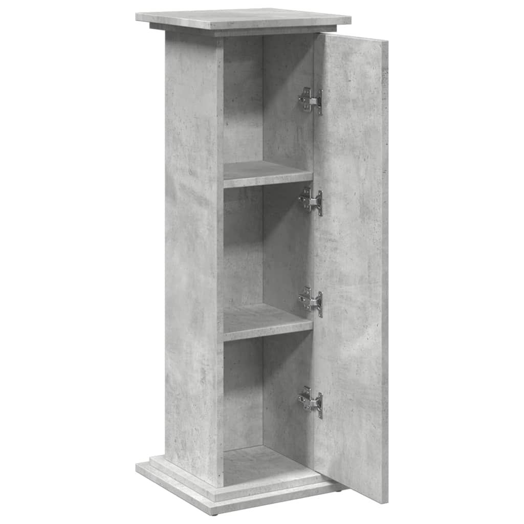 betonszürke szerelt fa bemutatóállvány tárolóval 31x30x90 cm