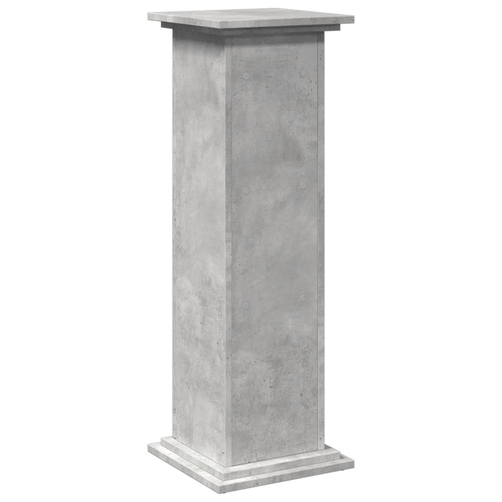 betonszürke szerelt fa bemutatóállvány tárolóval 31x30x90 cm