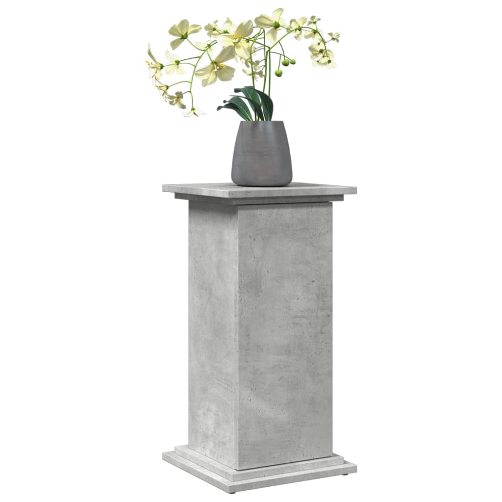 betonszürke szerelt fa bemutatóállvány tárolóval 31x30x60 cm