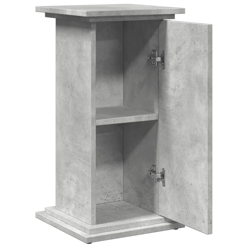 betonszürke szerelt fa bemutatóállvány tárolóval 31x30x60 cm
