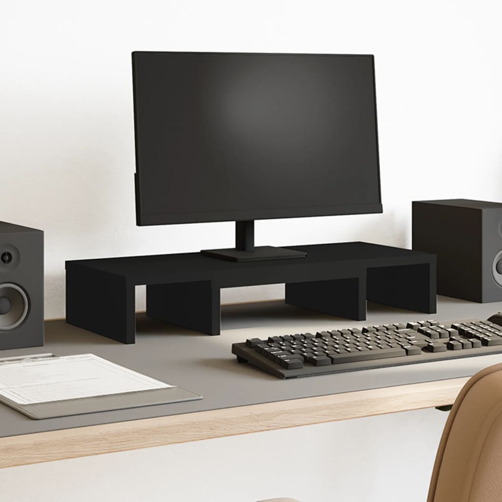 fekete szerelt fa állítható monitorállvány 60 x 24 x 10,5 cm