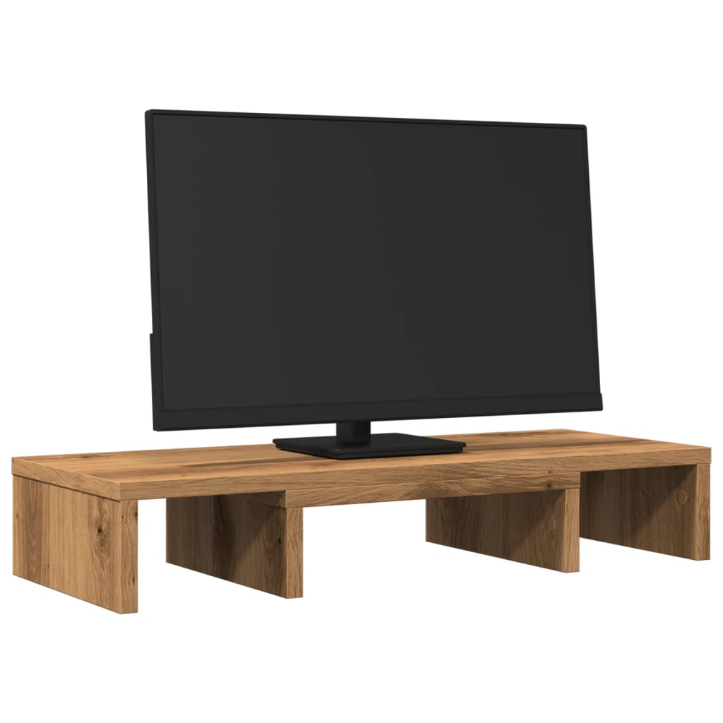 kézműves tölgy szerelt fa állítható monitorállvány 60x24x10,5cm
