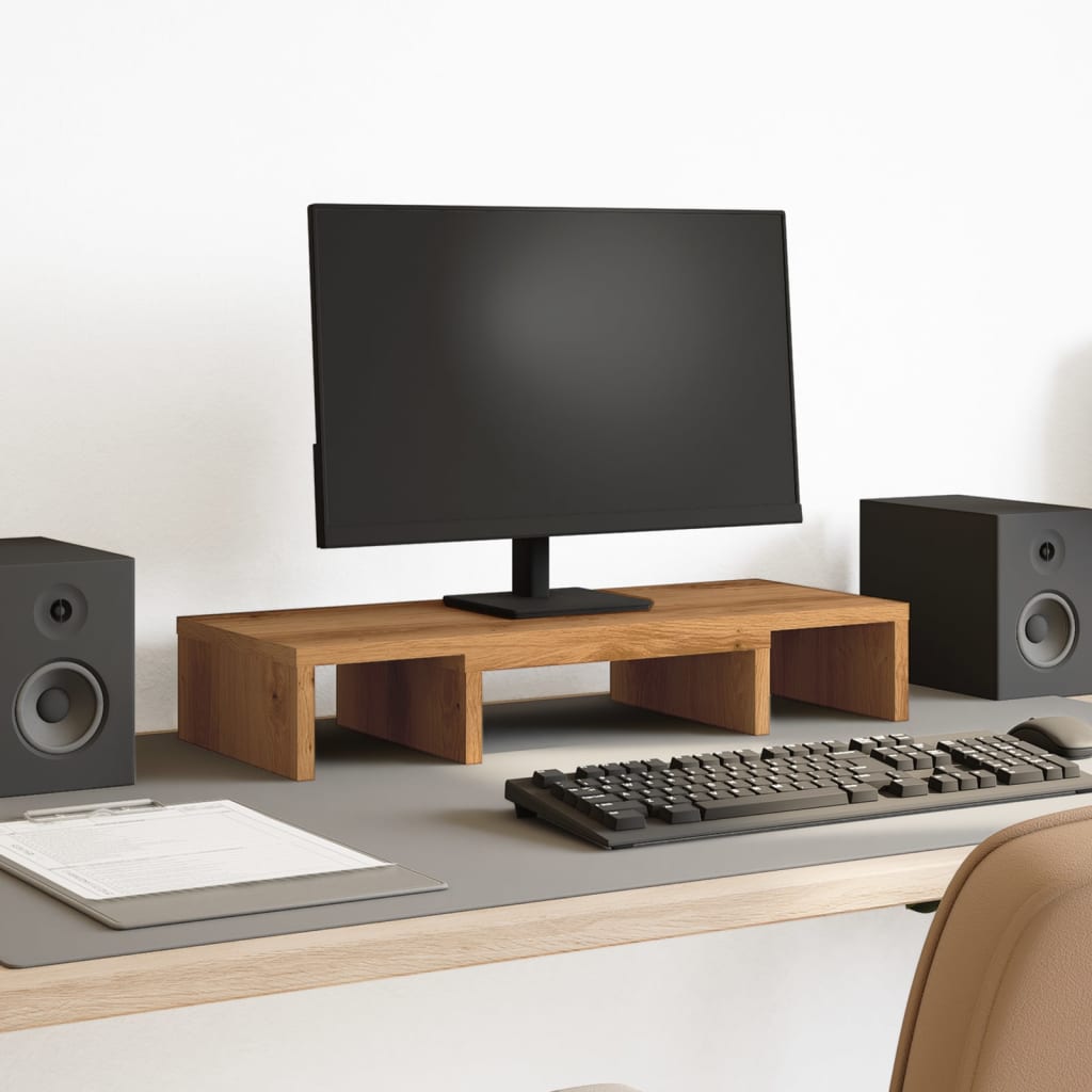 kézműves tölgy szerelt fa állítható monitorállvány 60x24x10,5cm