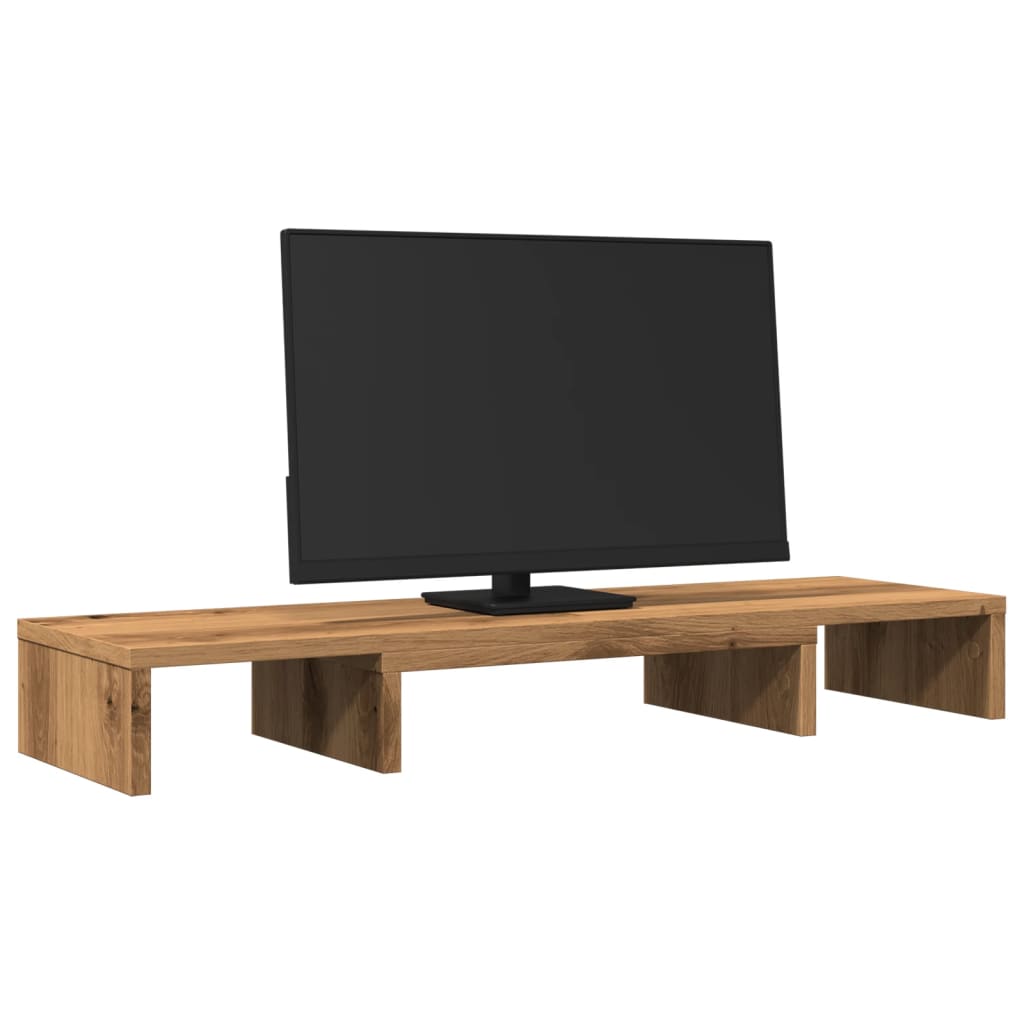 kézműves tölgy szerelt fa állítható monitorállvány 80x24x10,5cm