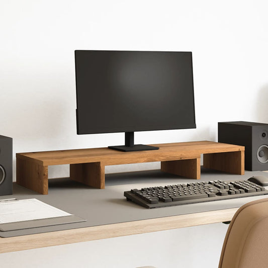 kézműves tölgy szerelt fa állítható monitorállvány 80x24x10,5cm