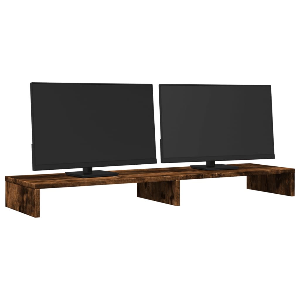 füstös tölgy színű szerelt fa monitorállvány 100 x 27 x 10 cm