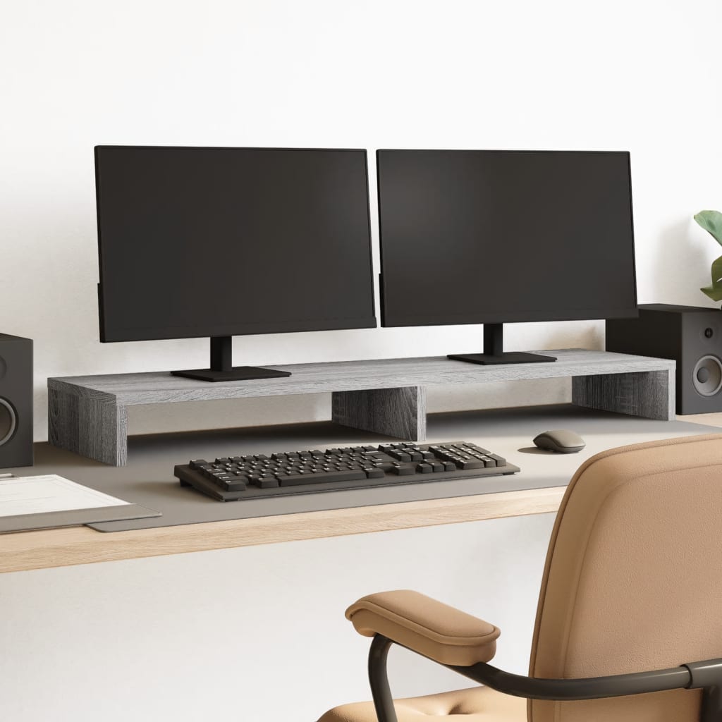 szürke sonoma színű szerelt fa monitorállvány 100 x 27 x 10 cm