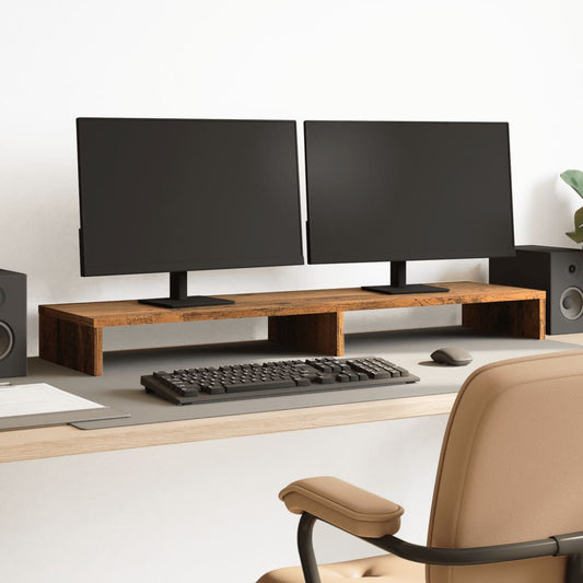 antik fa színű szerelt fa monitorállvány 100 x 27 x 10 cm
