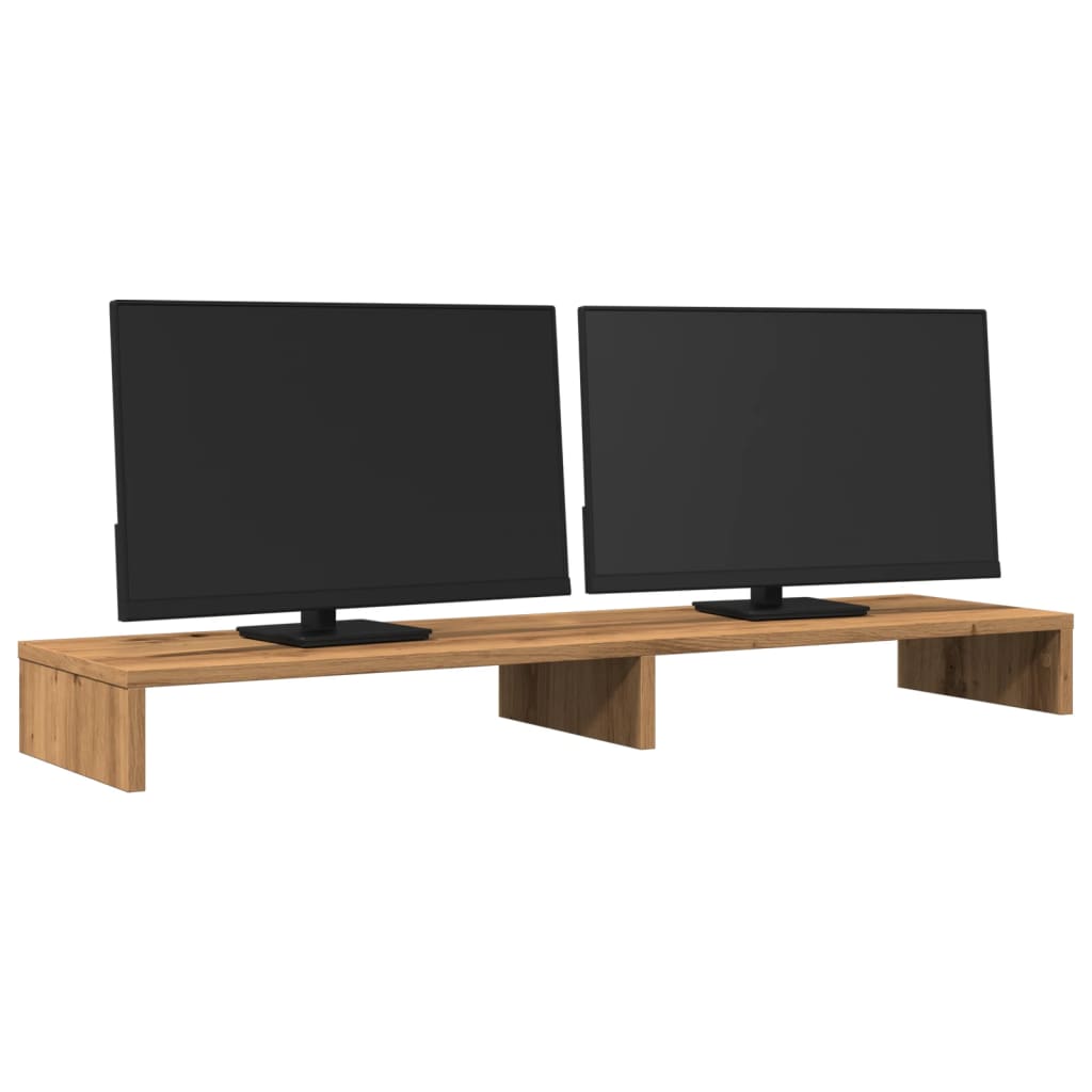 kézműves tölgy színű szerelt fa monitorállvány 100 x 27 x 10 cm