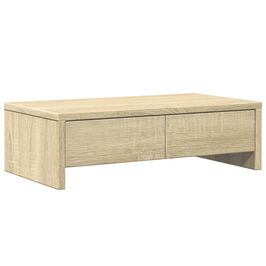 sonoma tölgy szerelt fa monitorállvány fiókokkal 50x27x15 cm
