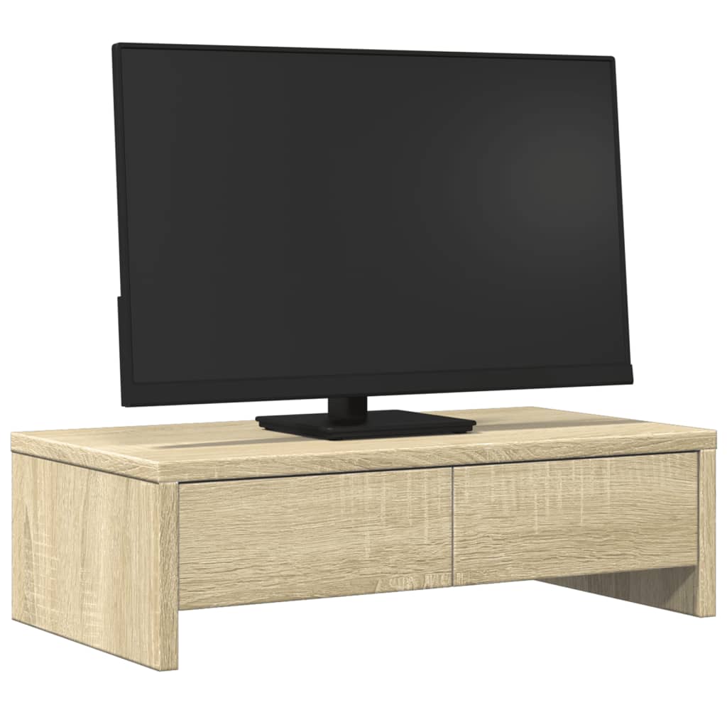 sonoma tölgy szerelt fa monitorállvány fiókokkal 50x27x15 cm