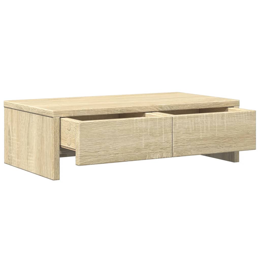 sonoma tölgy szerelt fa monitorállvány fiókokkal 50x27x15 cm
