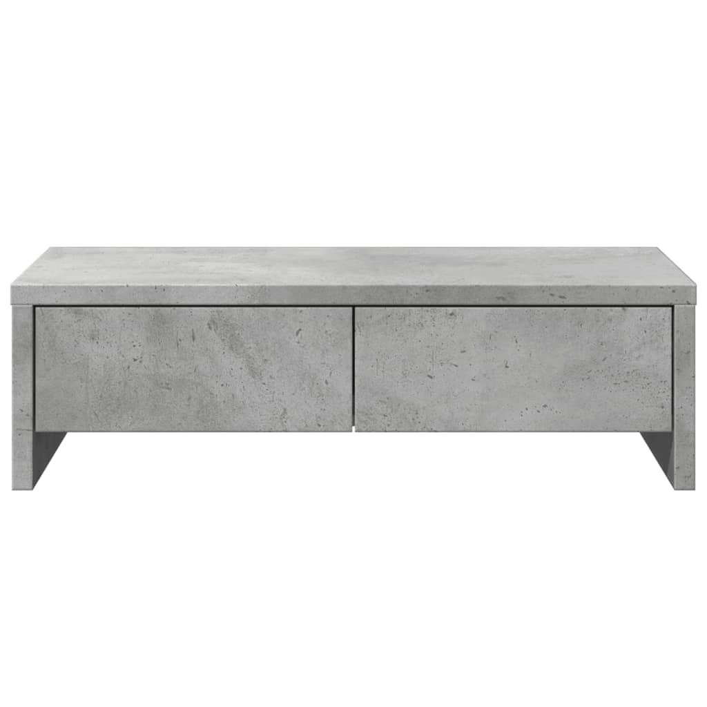 betonszürke szerelt fa monitorállvány fiókokkal 50 x 27 x 15 cm