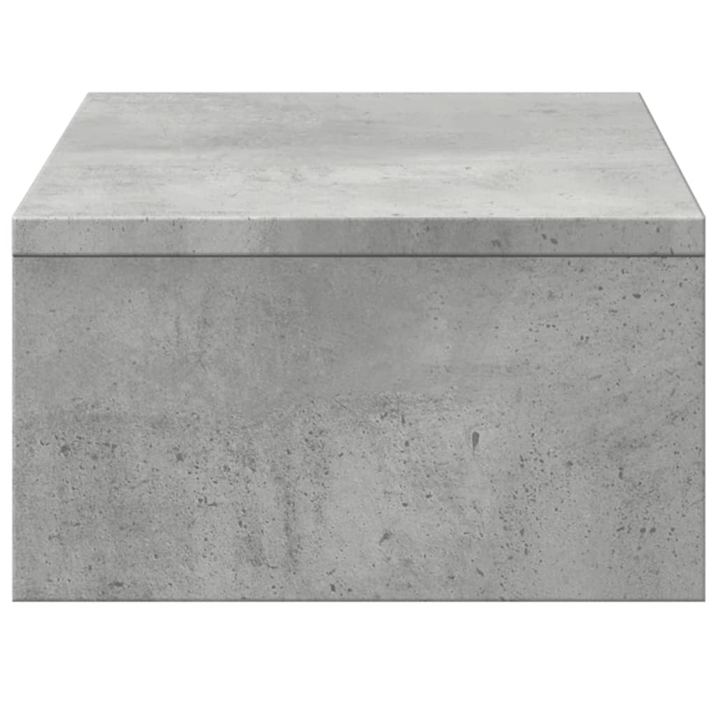 betonszürke szerelt fa monitorállvány fiókokkal 50 x 27 x 15 cm