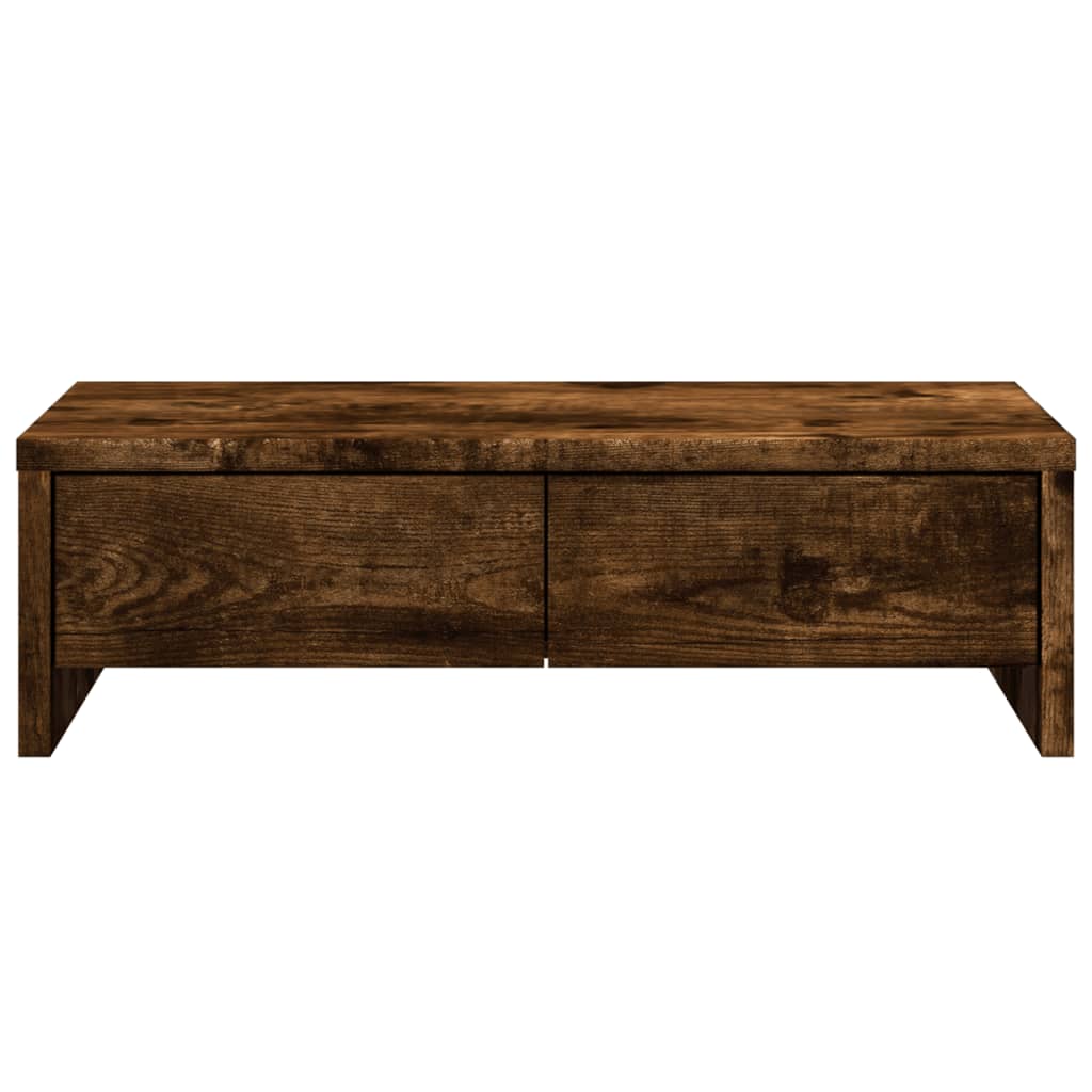 füstös tölgy szerelt fa monitorállvány fiókokkal 50x27x15 cm