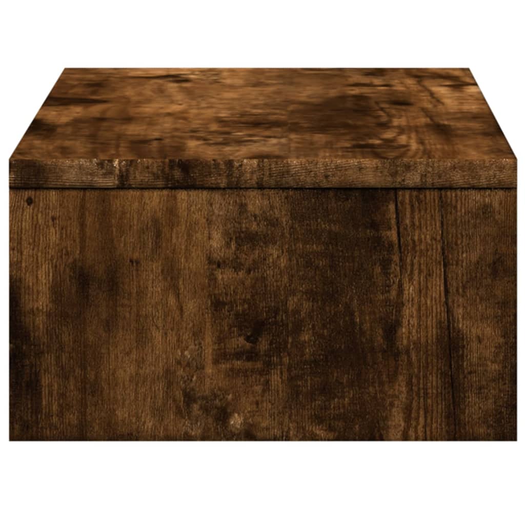 füstös tölgy szerelt fa monitorállvány fiókokkal 50x27x15 cm