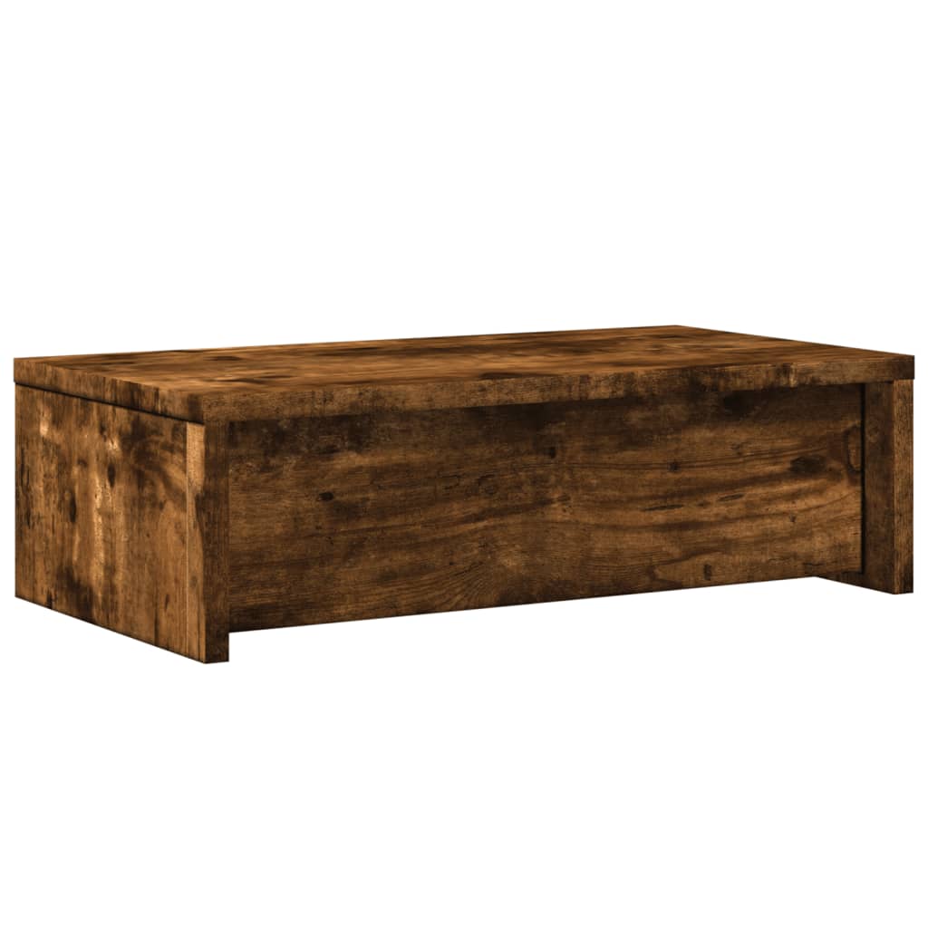 füstös tölgy szerelt fa monitorállvány fiókokkal 50x27x15 cm