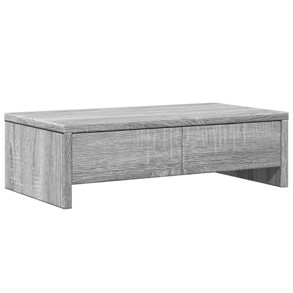 szürke sonoma szerelt fa monitorállvány fiókokkal 50x27x15 cm