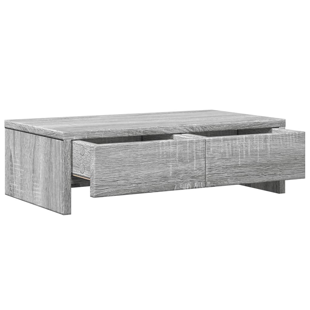 szürke sonoma szerelt fa monitorállvány fiókokkal 50x27x15 cm