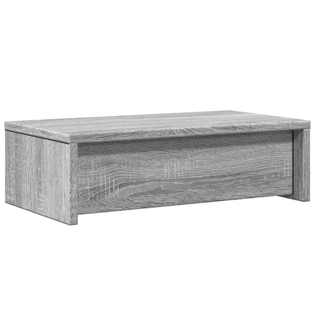 szürke sonoma szerelt fa monitorállvány fiókokkal 50x27x15 cm