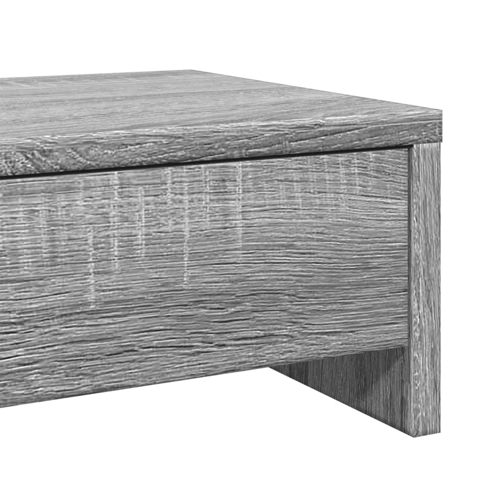szürke sonoma szerelt fa monitorállvány fiókokkal 50x27x15 cm