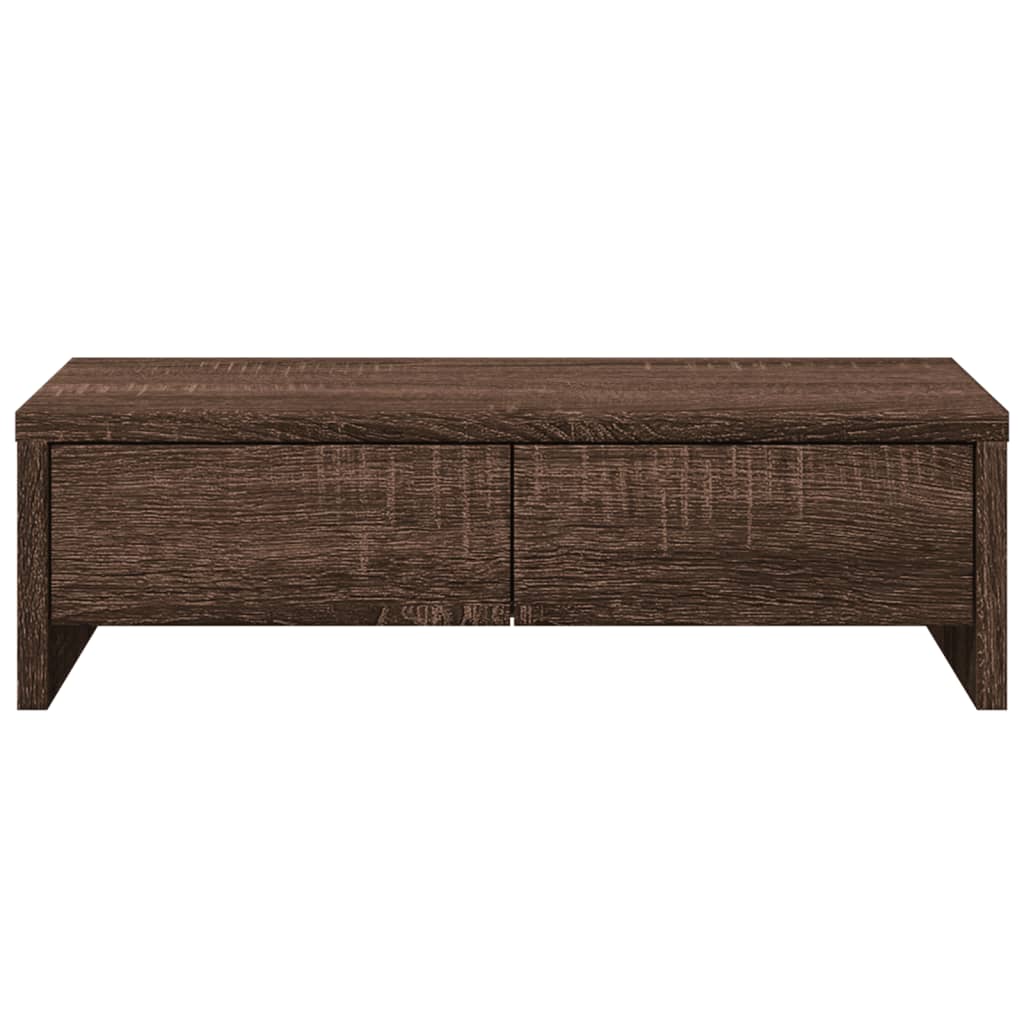 barna tölgy szerelt fa monitorállvány fiókokkal 50 x 27 x 15 cm