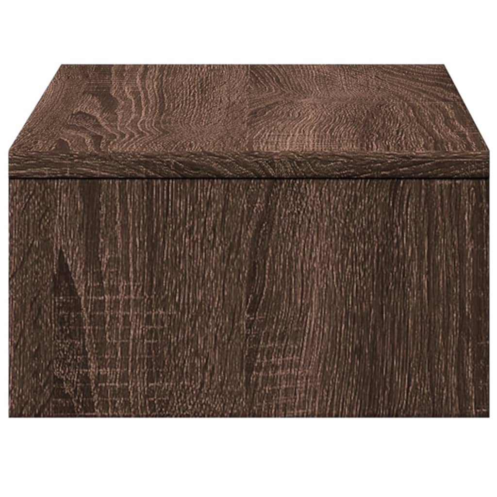 barna tölgy szerelt fa monitorállvány fiókokkal 50 x 27 x 15 cm