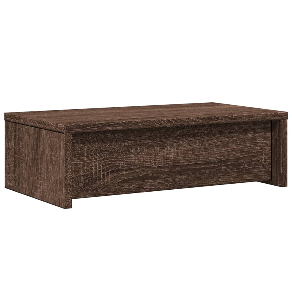 barna tölgy szerelt fa monitorállvány fiókokkal 50 x 27 x 15 cm