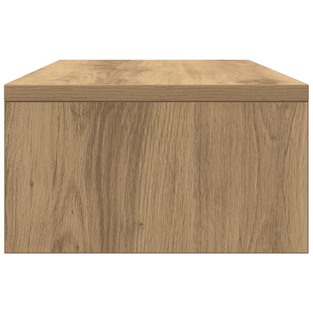 kézműves tölgy szerelt fa monitorállvány fiókokkal 50x27x15 cm