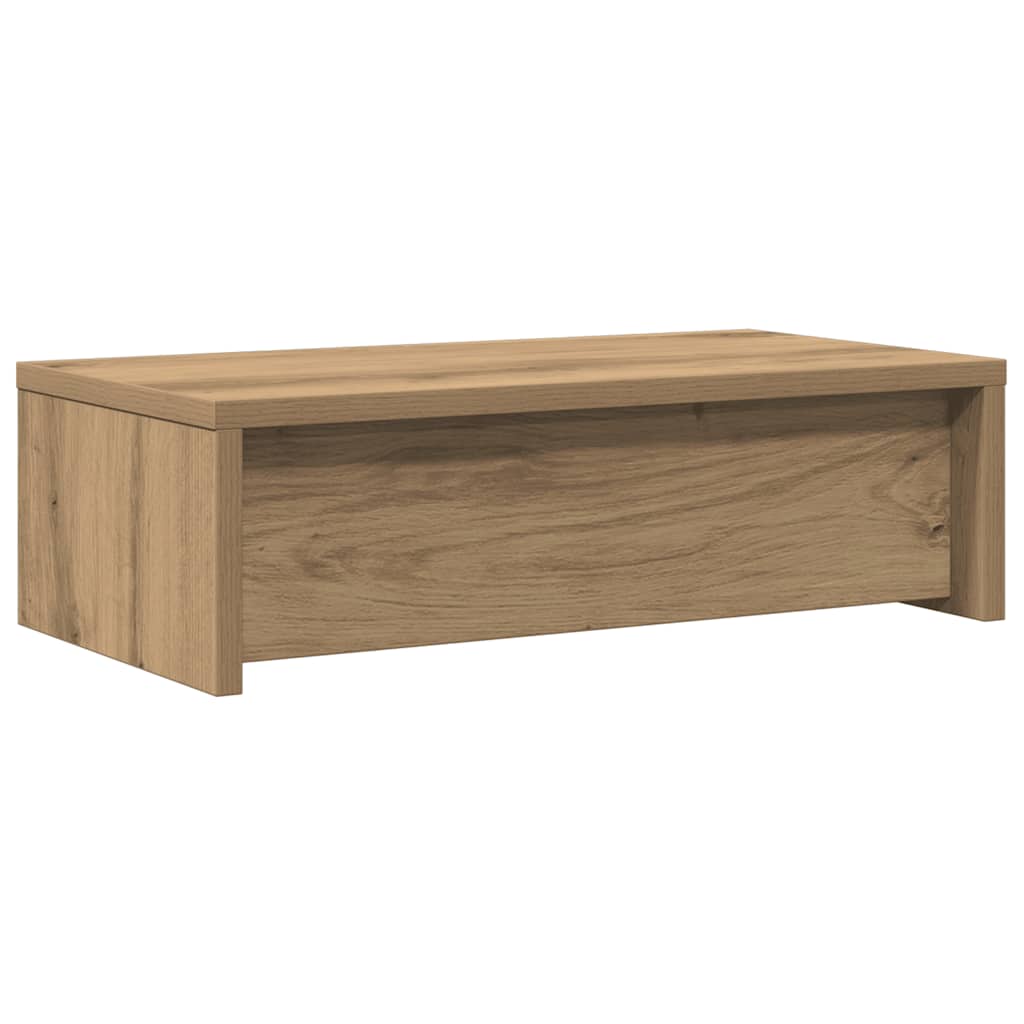 kézműves tölgy szerelt fa monitorállvány fiókokkal 50x27x15 cm