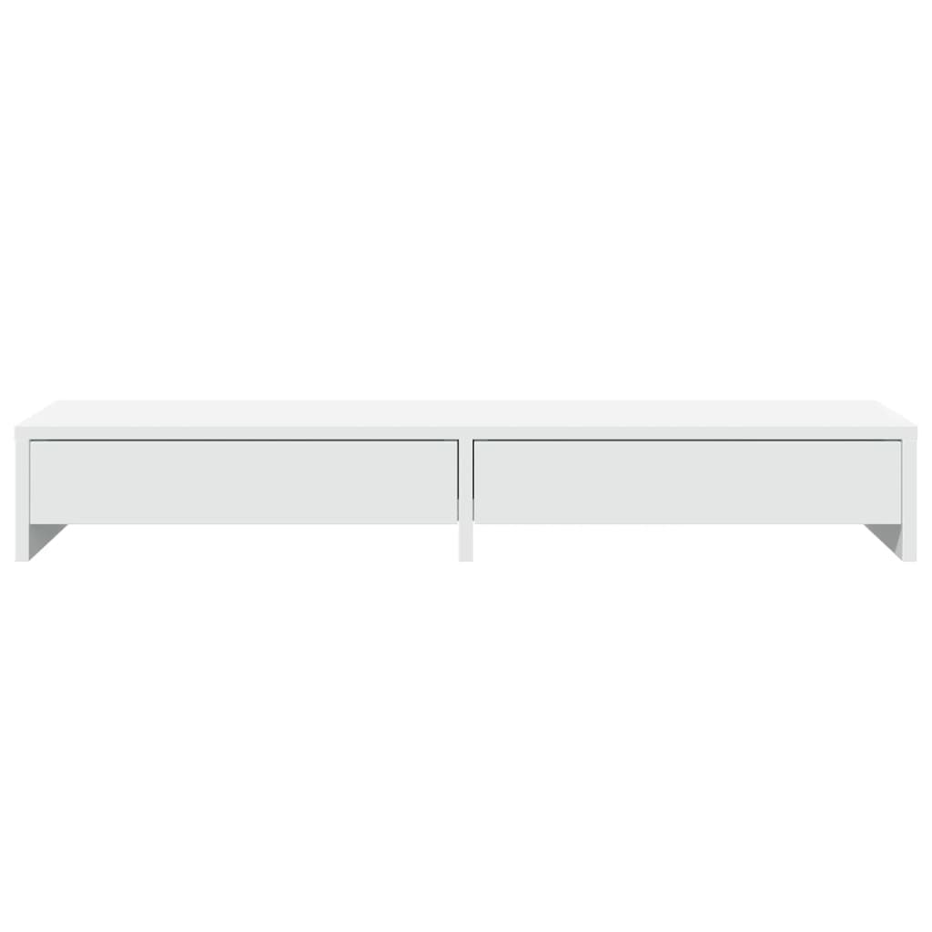 fehér monitorállvány fiókokkal, 100 x 27 x 15 cm, rétegelt fa