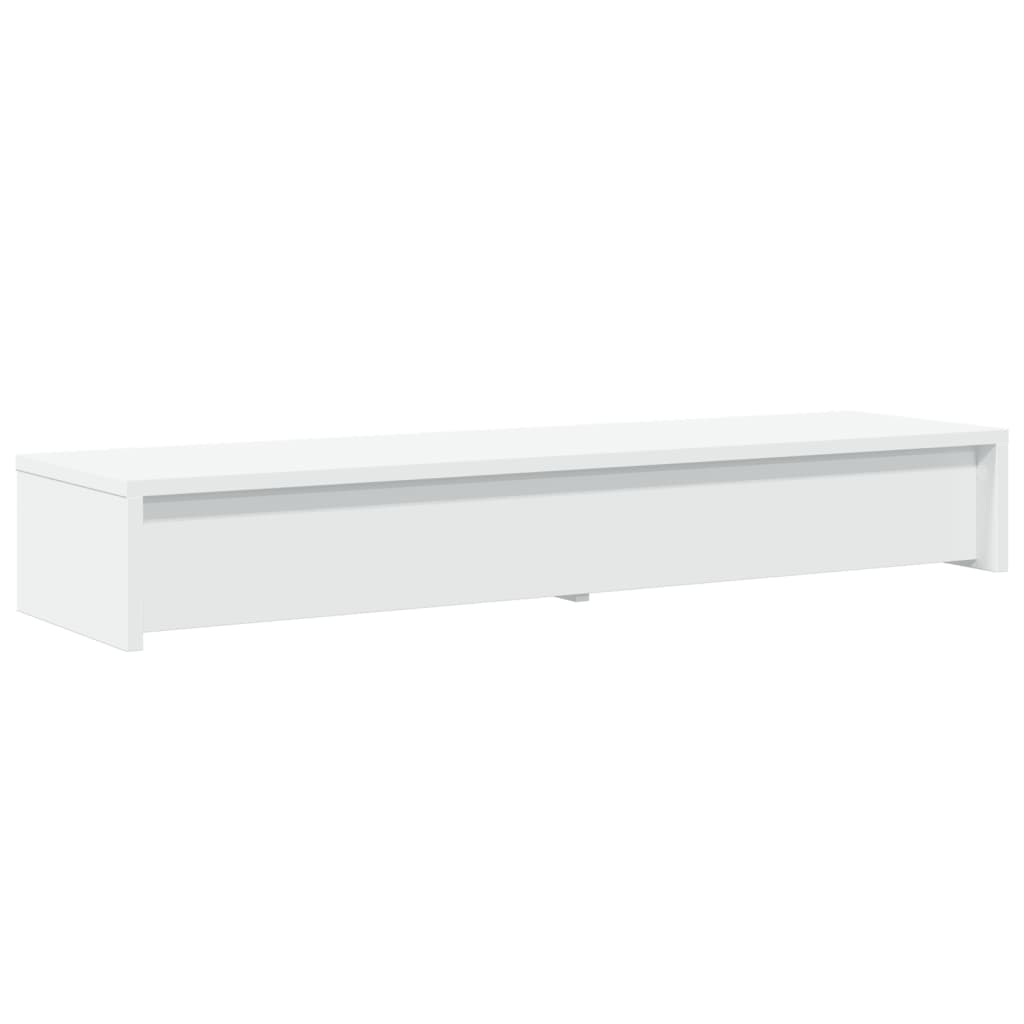 fehér monitorállvány fiókokkal, 100 x 27 x 15 cm, rétegelt fa