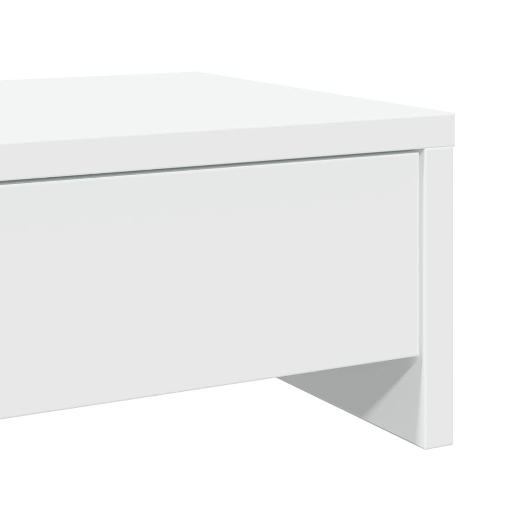 fehér monitorállvány fiókokkal, 100 x 27 x 15 cm, rétegelt fa