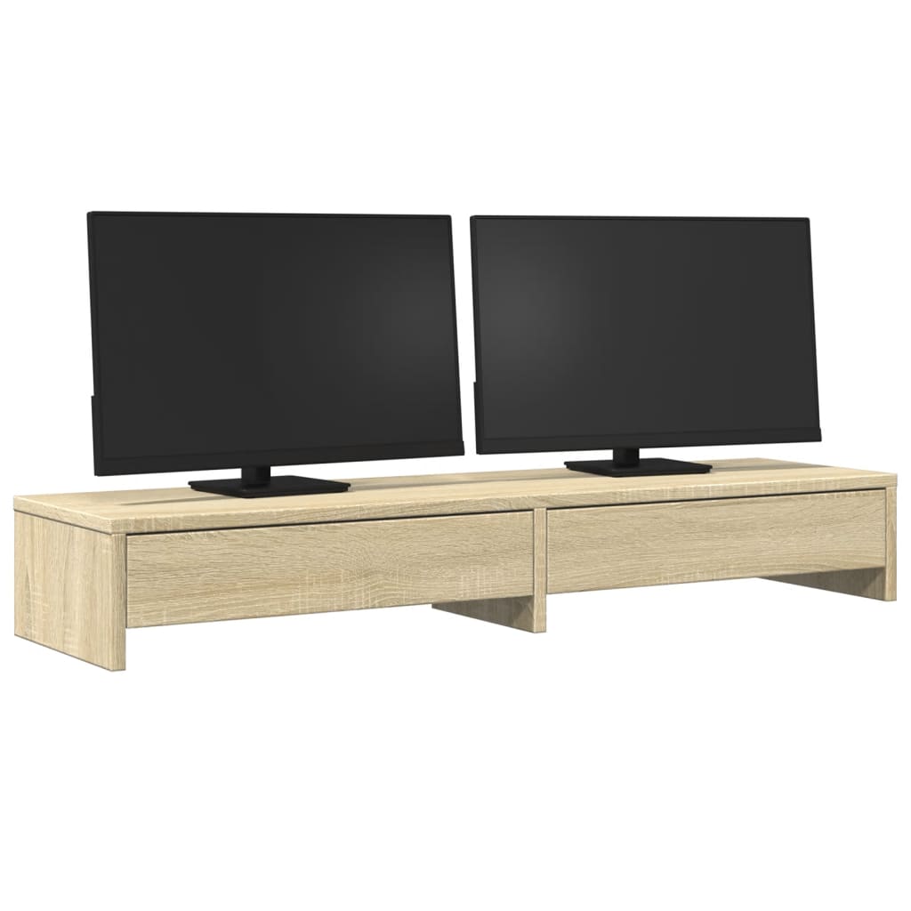 sonoma tölgyfa monitorállvány fiókokkal 100 x 27 x 15 cm