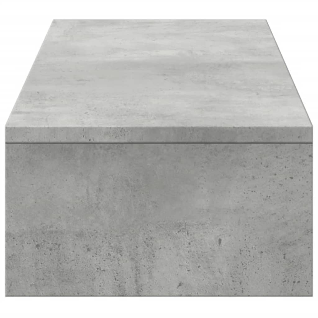 betonszürke szerelt fa monitorállvány fiókokkal 100x27x15 cm