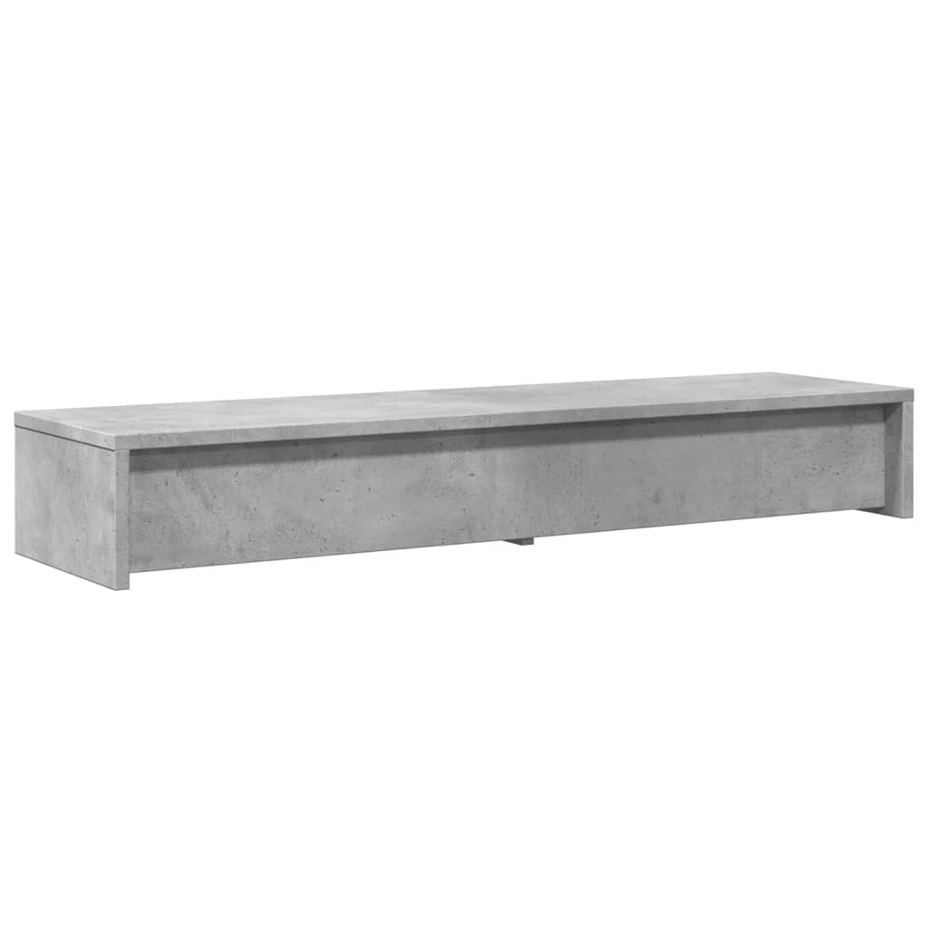 betonszürke szerelt fa monitorállvány fiókokkal 100x27x15 cm