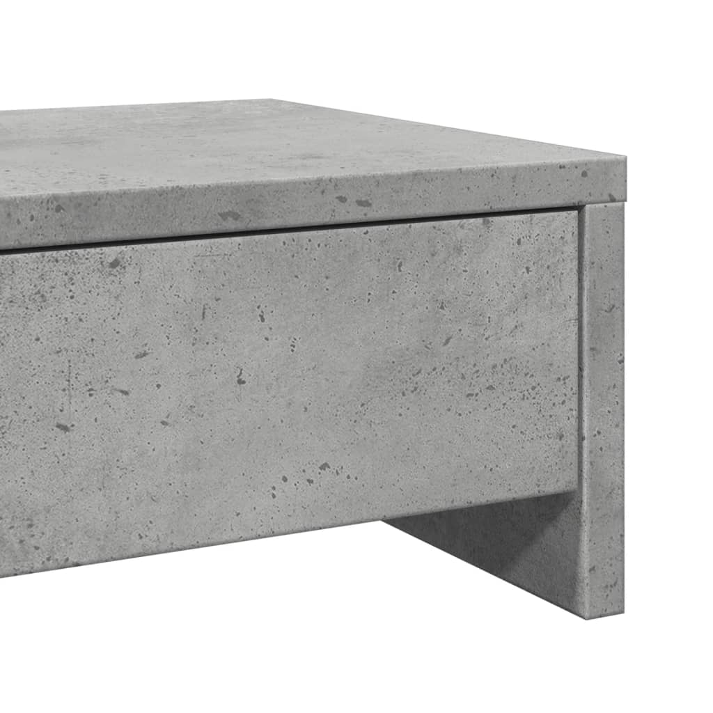 betonszürke szerelt fa monitorállvány fiókokkal 100x27x15 cm