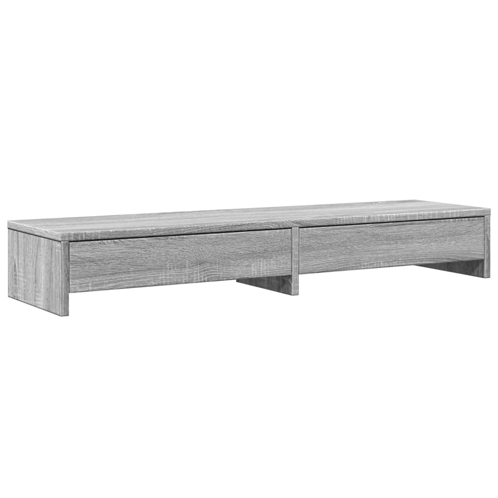 szürke sonoma szerelt fa monitorállvány fiókokkal 100x27x15 cm