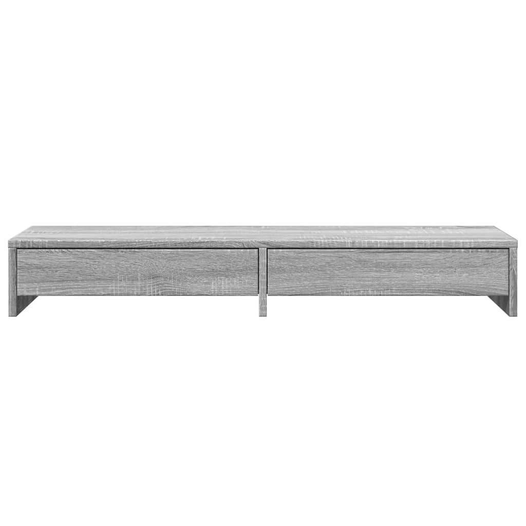 szürke sonoma szerelt fa monitorállvány fiókokkal 100x27x15 cm