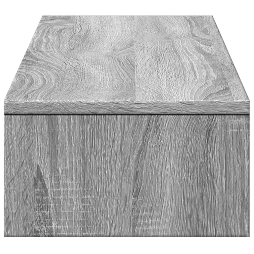 szürke sonoma szerelt fa monitorállvány fiókokkal 100x27x15 cm