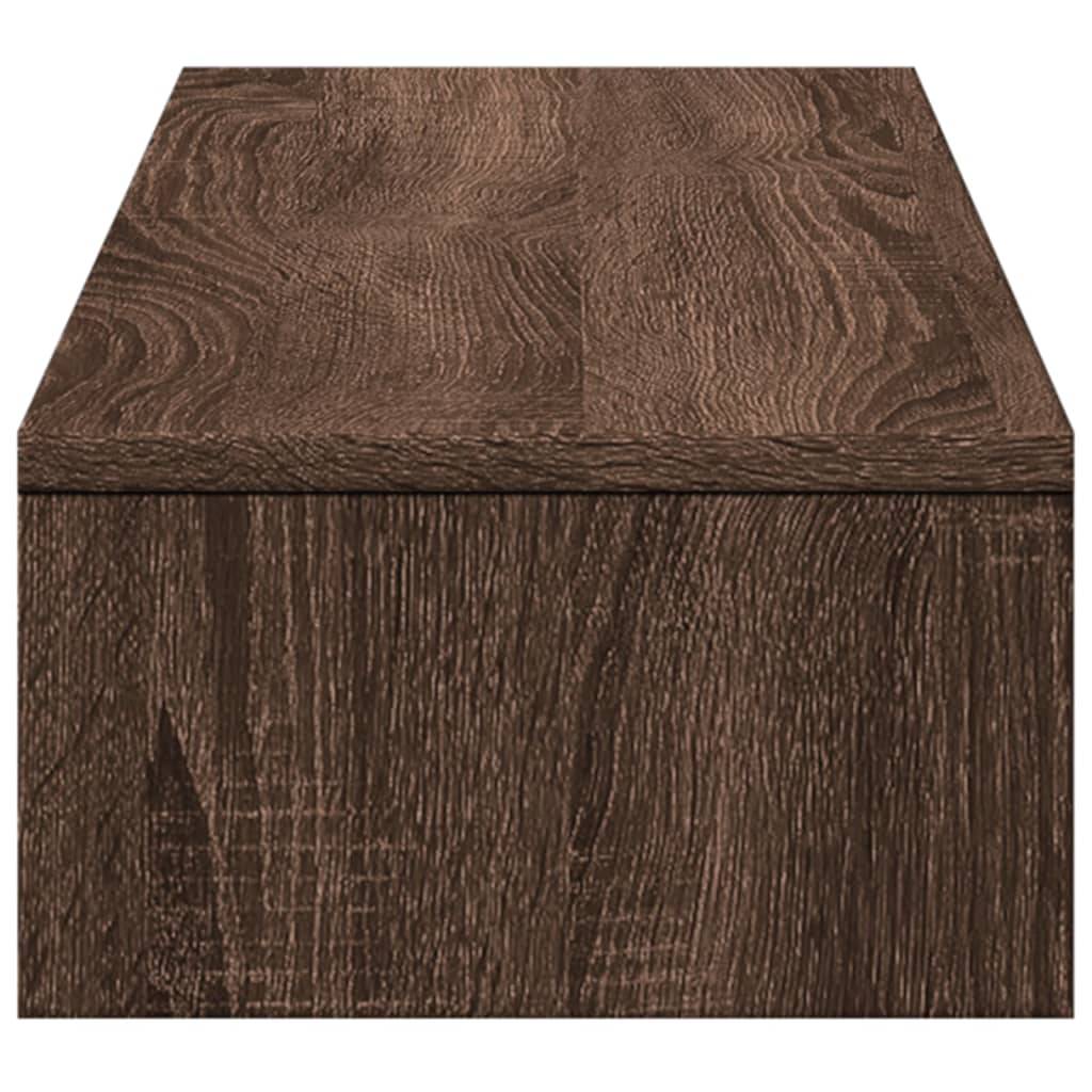 barna tölgy szerelt fa monitorállvány fiókokkal 100x27x15 cm
