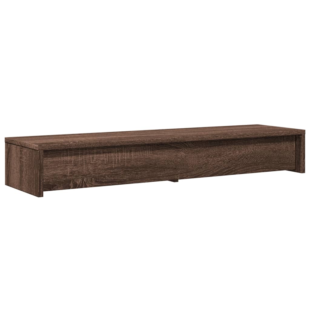 barna tölgy szerelt fa monitorállvány fiókokkal 100x27x15 cm