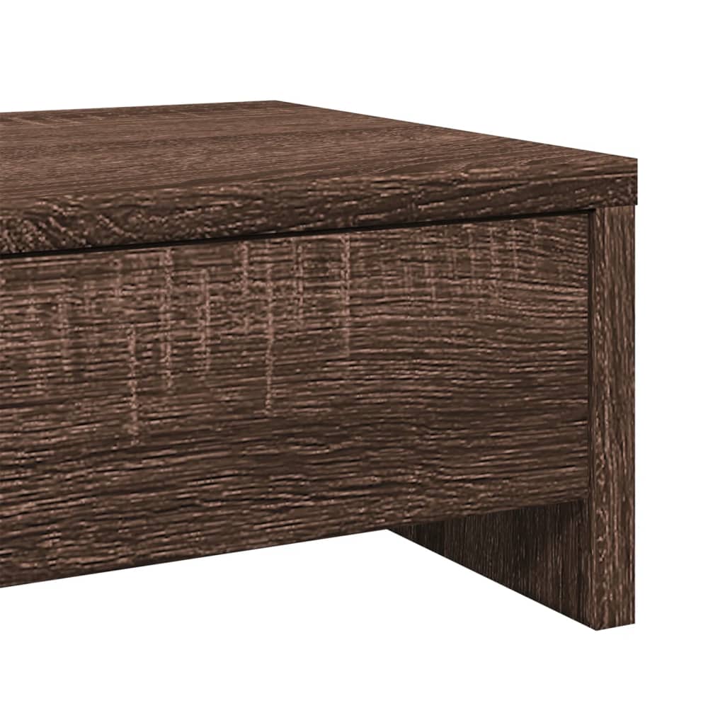 barna tölgy szerelt fa monitorállvány fiókokkal 100x27x15 cm