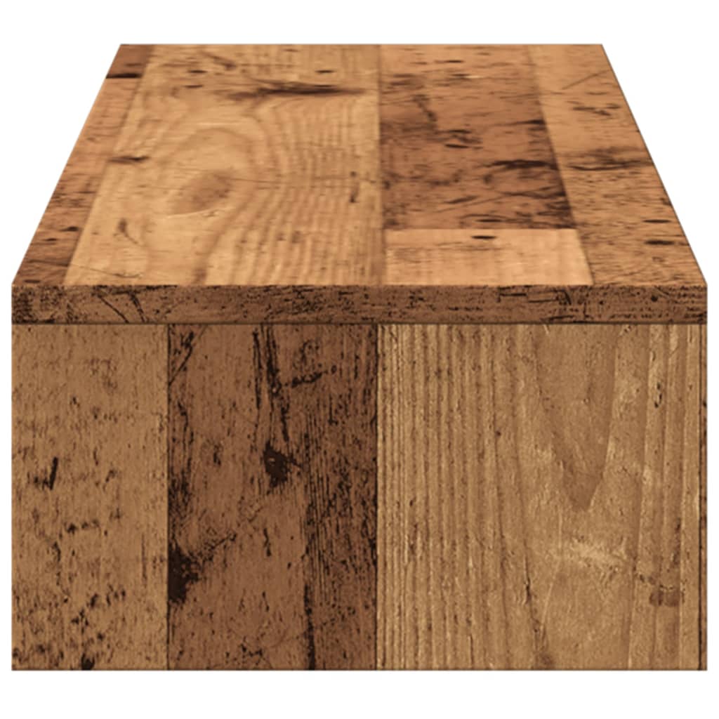 antik fa színű szerelt fa monitorállvány fiókokkal 100x27x15 cm