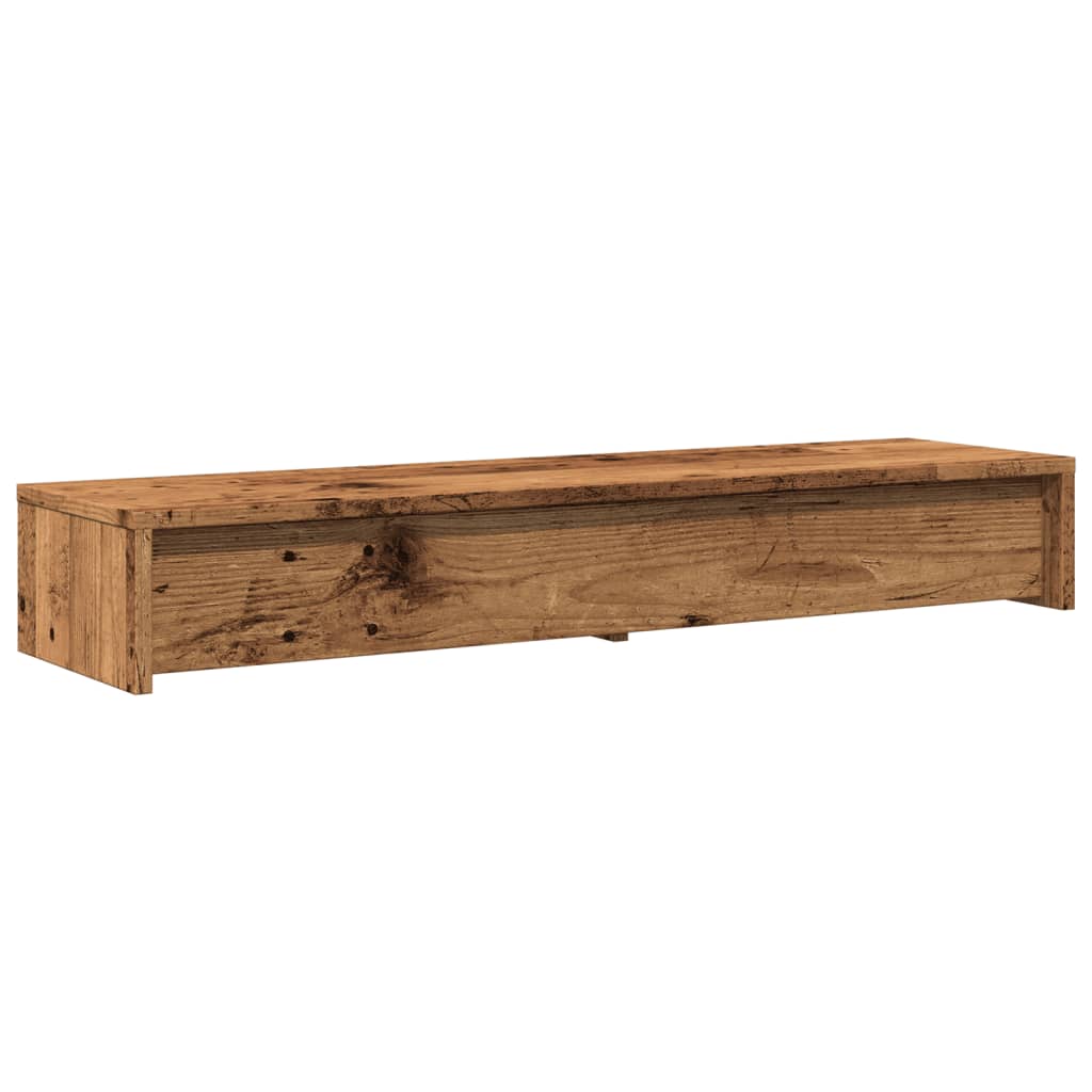 antik fa színű szerelt fa monitorállvány fiókokkal 100x27x15 cm